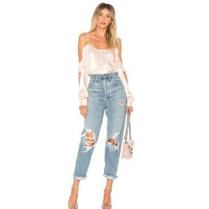 L'Academie The Open Sleeve Blouse in Champagne NWT Size Small